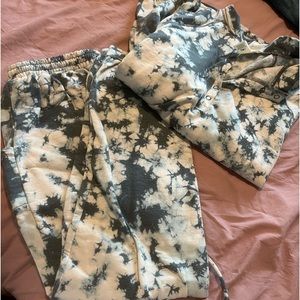 blue tie dye, long sleeved with joggers!